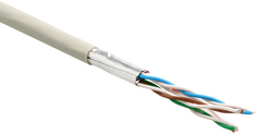 Кабель витая пара F/UTP 6 кат. 4 пары Hyperline UFTP4-C6-P26-IN-LSZH-GY-100 26AWG(7x0.16 мм), медь, многожильный (stranded), внутренний, LSZH, нг(A)-H