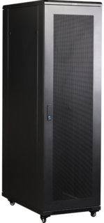 Шкаф напольный 19", 42U TWT TWT-CBB-42U-6x6-P1 600x600, черный, передняя дв. перфорир., задняя дв. распашная перфорир