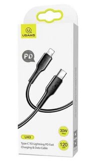 Кабель интерфейсный Usams U43 УТ000020254 Type-C/Lightning, черный (SJ406USB01)