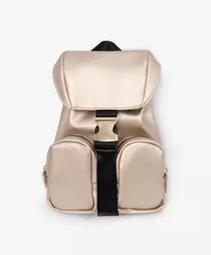 Стильный рюкзак из искусственной кожи с металлизированной поверхностью цвета светлое золото Gulliver (One size)