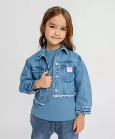 Куртка джинсовая укороченная голубая для девочки Button Blue (128)