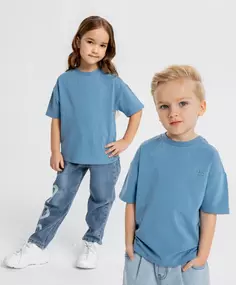 Футболка оверсайз голубая детская Button Blue (128)