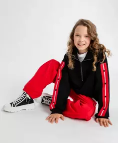 Толстовка с лампасами чёрная для девочки Button Blue (152)