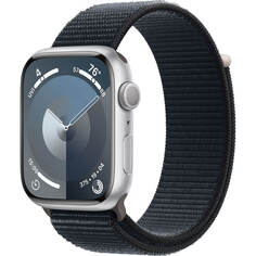 Смарт-часы Apple Watch Series 9 45 мм серебристый, плетёный ремешок тёмная ночь
