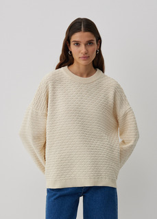 Джемпер с объемной вязкой NICEONE [Молочный, S]