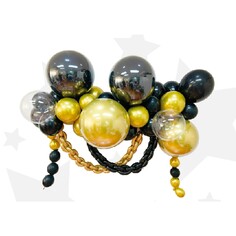 Набор для создания композиций из воздушных шаров, набор 52 шт. , черный, золото, прозрачный NO Brand