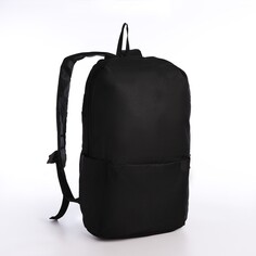 Рюкзак молодежный из текстиля на молнии, водонепроницаемый, наружный карман, цвет черный NO Brand