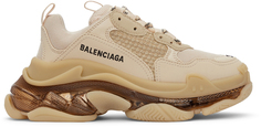 Бежевые кроссовки Triple S с прозрачной подошвой Balenciaga