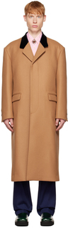 Светло-коричневое однобортное пальто Marni