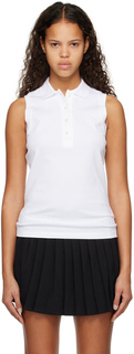 Белая футболка-поло с расстегнутым воротником Lacoste
