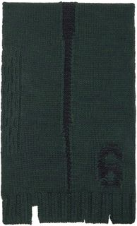 Темно-сине-зеленый шарф с логотипом MM6 Maison Margiela