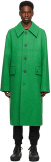 Зеленое пальто с воротником-стойкой Wooyoungmi
