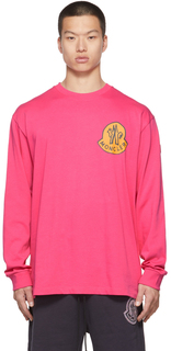 2 Розовая футболка с длинным рукавом с логотипом Moncler 1952 Moncler Genius