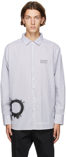 Бело-черная полосатая рубашка оверсайз с графическим принтом Isabel Benenato