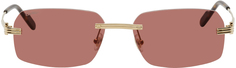 Золотые прямоугольные солнцезащитные очки Cartier