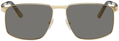 Золотые прямоугольные солнцезащитные очки Cartier