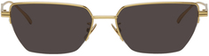 Золотые прямоугольные солнцезащитные очки Bottega Veneta