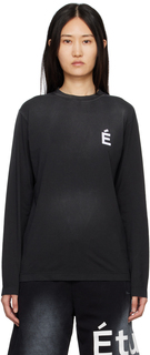 Эксклюзивная черная футболка с длинным рукавом с вышивкой SSENSE Études
