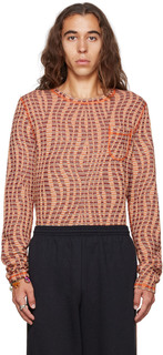 Эксклюзивная футболка с длинным рукавом в оранжевую полоску SSENSE Anna Sui