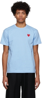 Синяя футболка с нашивкой в ​​виде сердца Comme des Garçons Play
