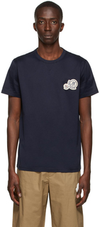 Темно-синяя футболка с логотипом на груди Moncler