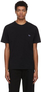 Черная футболка с накладными карманами Fox Maison Kitsuné