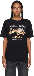 7 Moncler FRGMT Hiroshi Fujiwara Черная футболка с рисунком дракона Moncler Genius