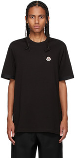 Черная футболка с прорезиненным логотипом Moncler