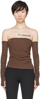 Эксклюзивная коричневая футболка с длинным рукавом SSENSE Twist Helmut Lang