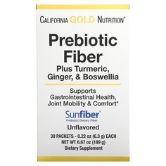 Пребиотическая Клетчатка с Куркумой, Имбирем и Босвеллией California Gold Nutrition, 30 пакетиков по 6,3 г
