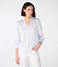 Атласная блуза на пуговицах Karl Lagerfeld, синий