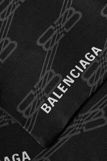 BALENCIAGA шарф из шелкового твила с логотипом, черный
