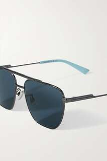 BOTTEGA VENETA EYEWEAR Оригинальные серебристые солнцезащитные очки в стиле авиаторов., синий