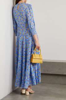 RIXO ярусное платье макси из вуали с принтом Kristen, синий