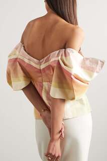 ROSIE ASSOULIN полосатый топ Making Your Point из шелковой тафты с открытыми плечами, розовый