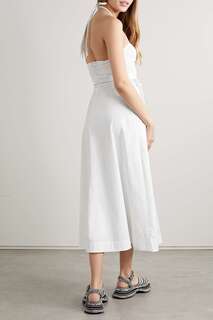 VERONICA BEARD Платье миди Tucker из поплина стрейч с поясом и защипами, белый
