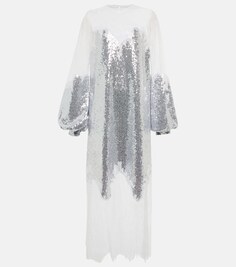 Платье Zahara с пайетками и кружевом COSTARELLOS, металлик