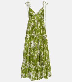 Платье миди Azami с цветочным принтом ERDEM, зеленый