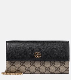 Кожаный клатч GG Marmont Gucci, черный