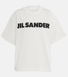 Футболка из хлопкового джерси с логотипом JIL SANDER, белый