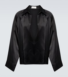Рубашка из шелкового креп-сатина Saint Laurent, черный