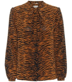Шелковая рубашка с тигровым принтом SAINT LAURENT, оранжевый