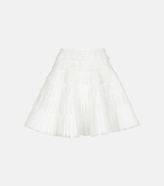 Кружевная мини-юбка со складками ALAÏA, белый