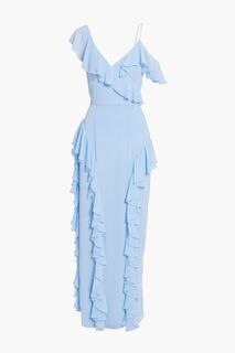 Платье из крепа с оборками MIKAEL AGHAL, синий