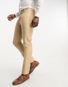 Светло-коричневые свадебные однотонные узкие брюки Bolongaro Trevor