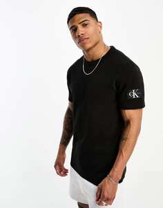 Черная футболка с короткими рукавами и логотипом Calvin Klein Jeans