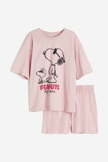 Пижамный комплект из хлопкового джерси H&amp;M, светло-розовый H&M