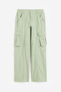 Холщовые брюки-карго H&amp;M, светло-зеленый H&M