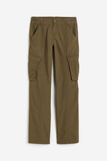 Холщовые брюки-карго H&amp;M, темный хаки H&M