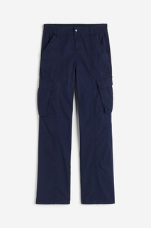 Холщовые брюки-карго H&amp;M, темно-синий H&M